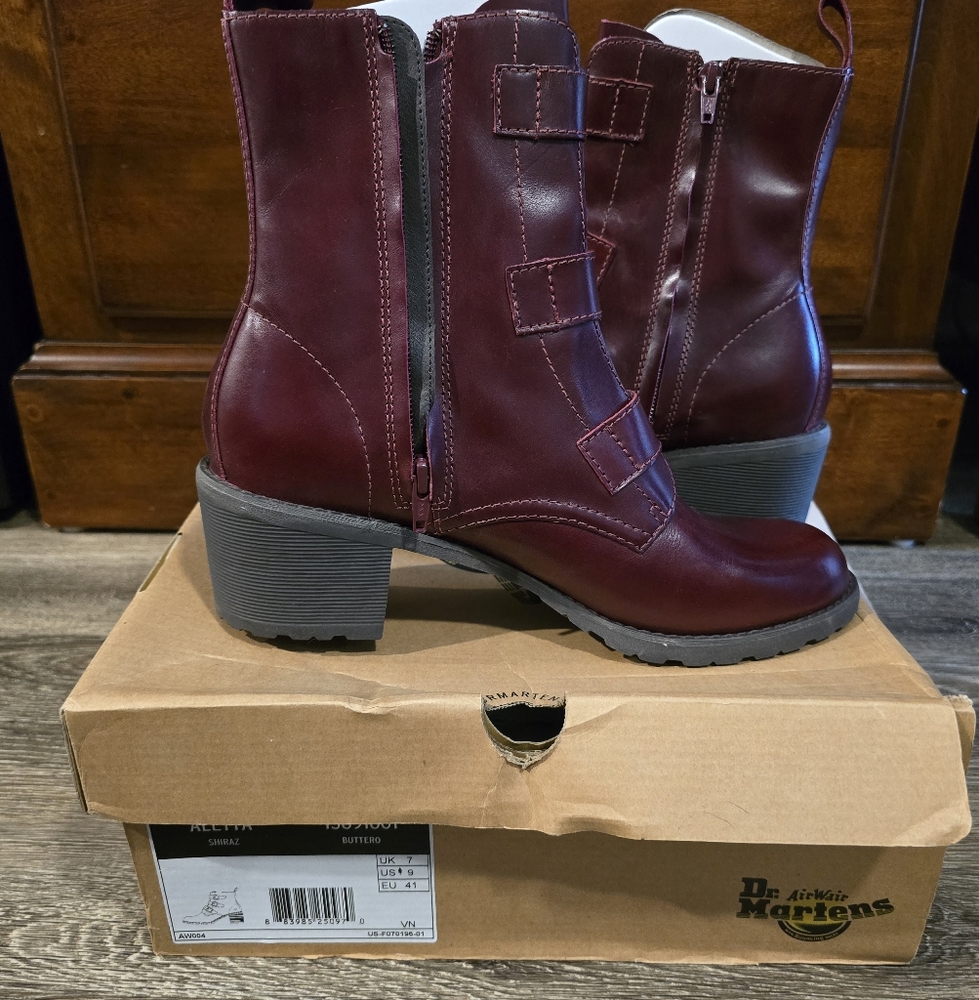Dr. Martens Red Ankle Boots with Classic Design - New